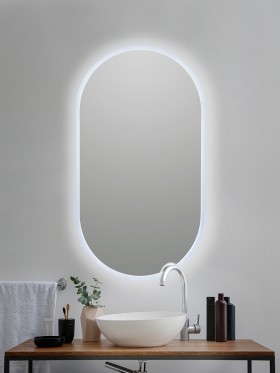 Espejo de baño rectangular con antivaho y LED perimetral interna
